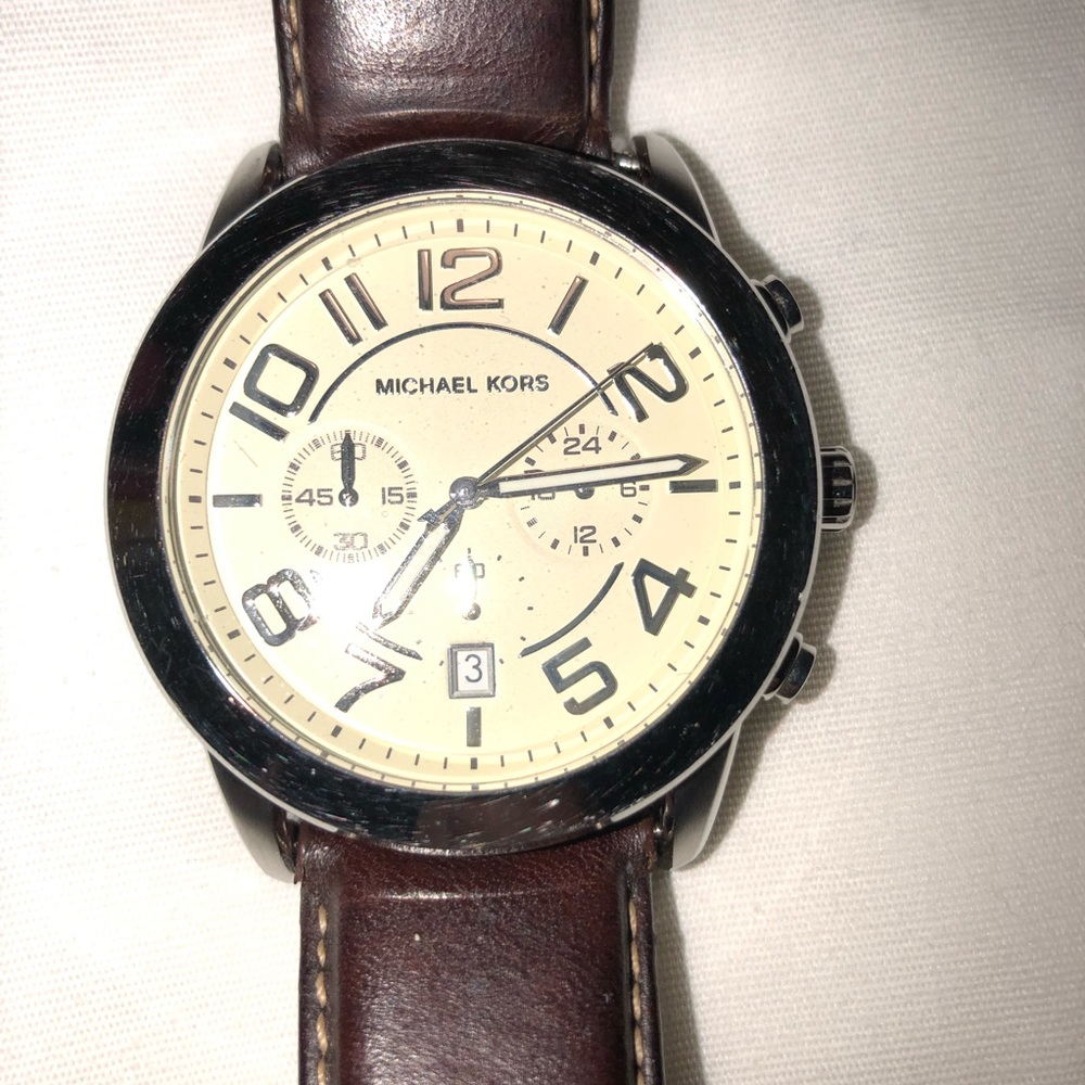 Michael Kors watch, chronograph style-leather band - Picture 1 of 8